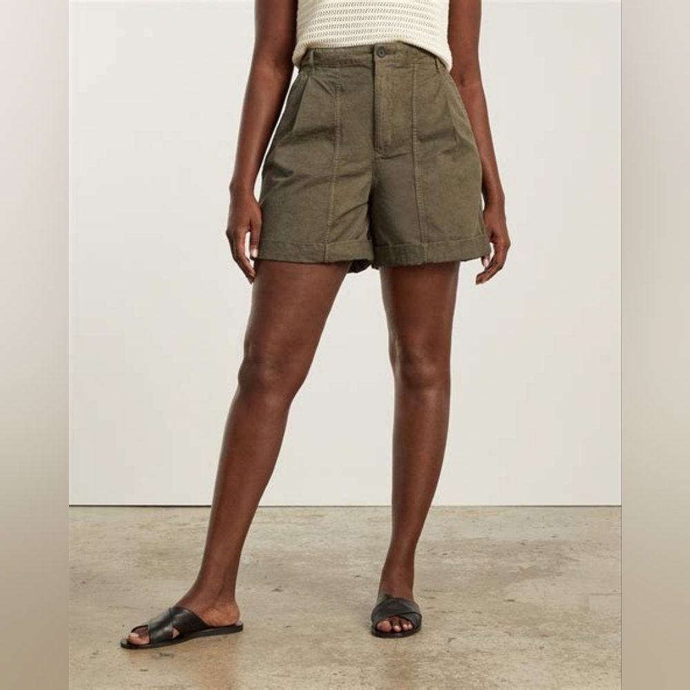 Everlane The Tourist Shorts - Olive Green - 00 - Cotton & Linen Blend